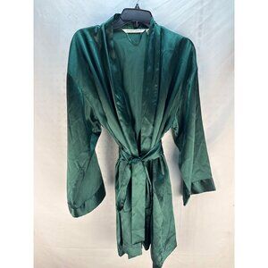 Victoria’s Secret Green Satin Kimono Robe OS Gold Label Vintage Y2K Loungewear